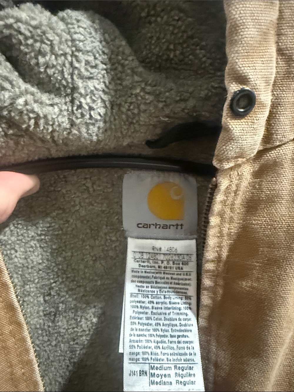 Carhartt Tan Hooded Canvas Work Jacket - Picture 2 of 4
